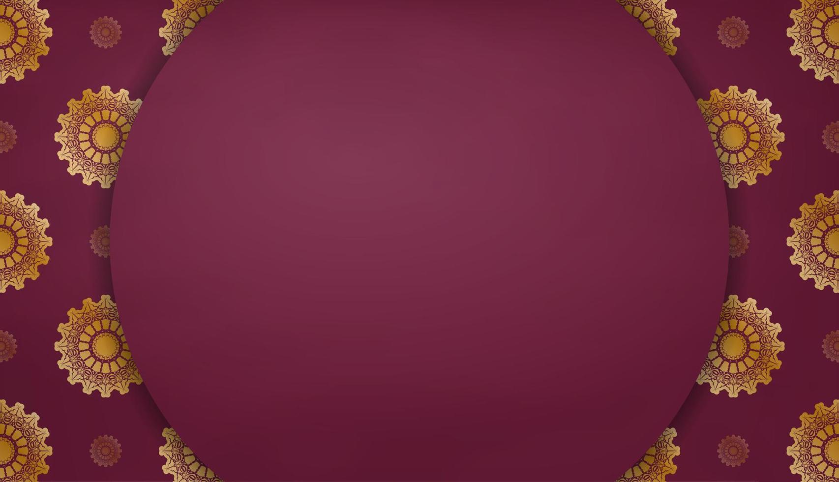 Burgundy banner with abstract gold pattern and place for logo or text vector