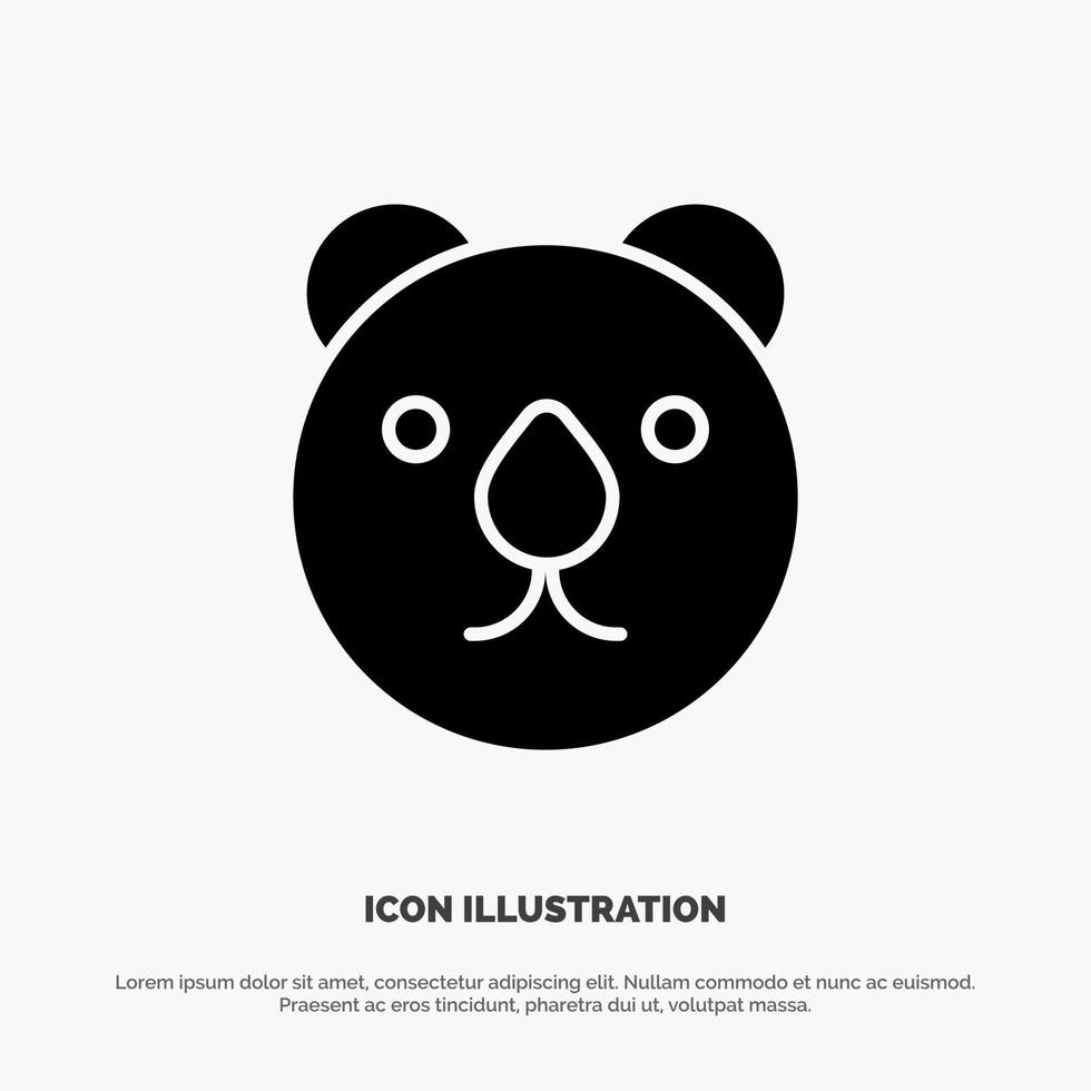 Bear Head Predator solid Glyph Icon vector