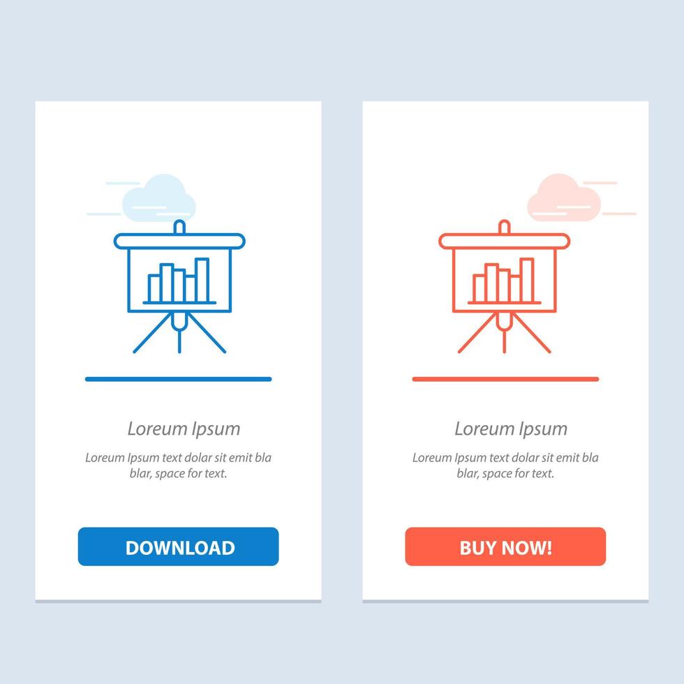 presentación pizarra powerpoint informe azul y rojo descargar y comprar ahora plantilla de tarjeta de widget web vector