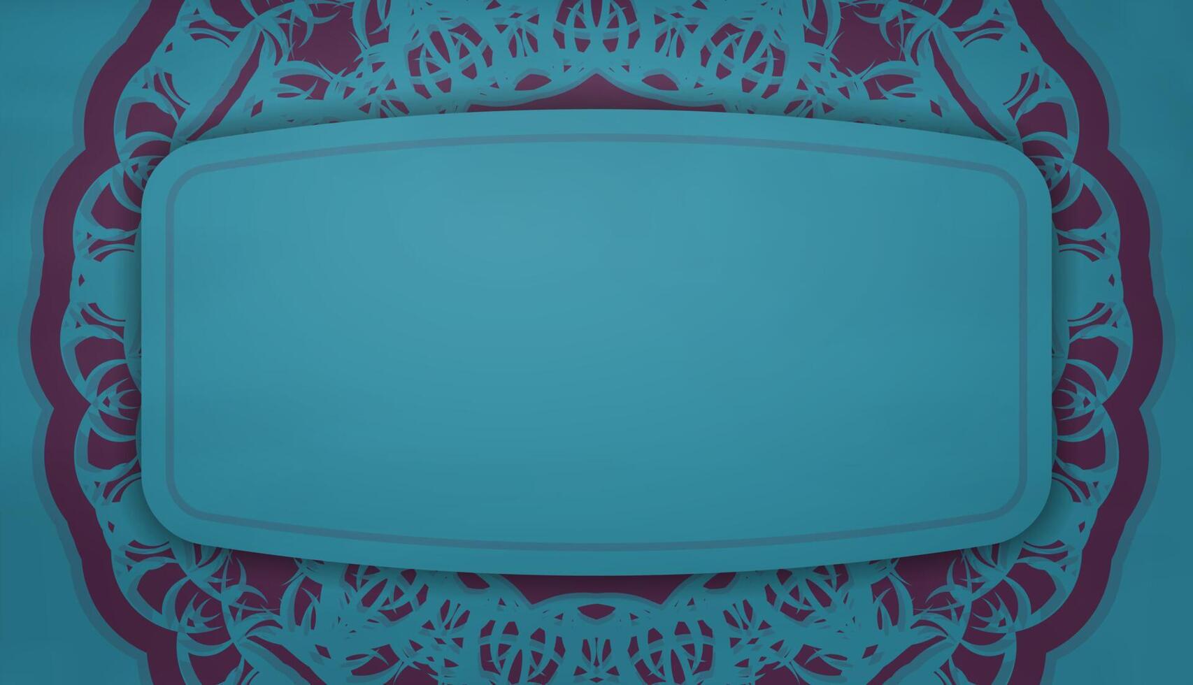 Turquoise banner template with mandala purple pattern for design under logo or text vector