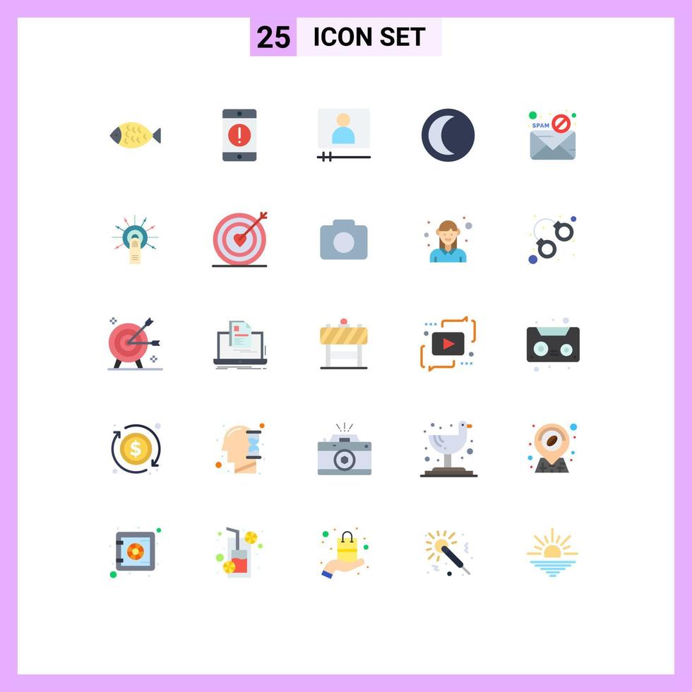 25 Flat Color concept for Websites Mobile and Apps mail weather phone night moon Editable Vector Design Elements