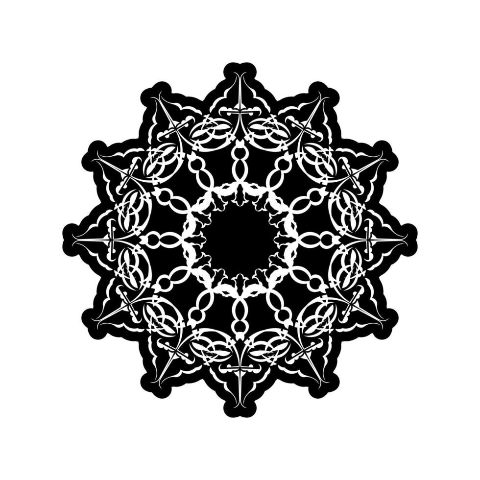 Black and white mandala vector isolated on white. Vector hand drawn circular decorative element.