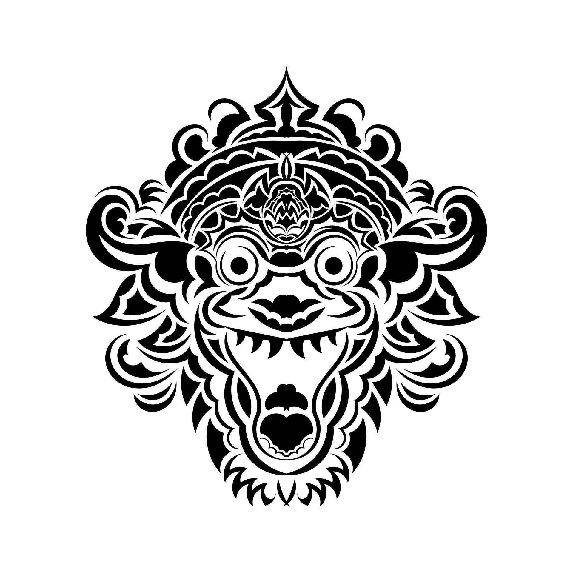 Vector hand drawn illustration of angry clown in baroque frame. Tattoo