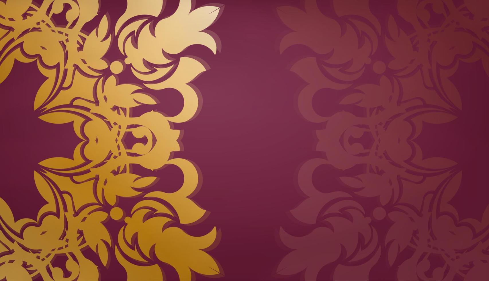 Baner of burgundy color with greek gold ornament for design under your logo or text vector