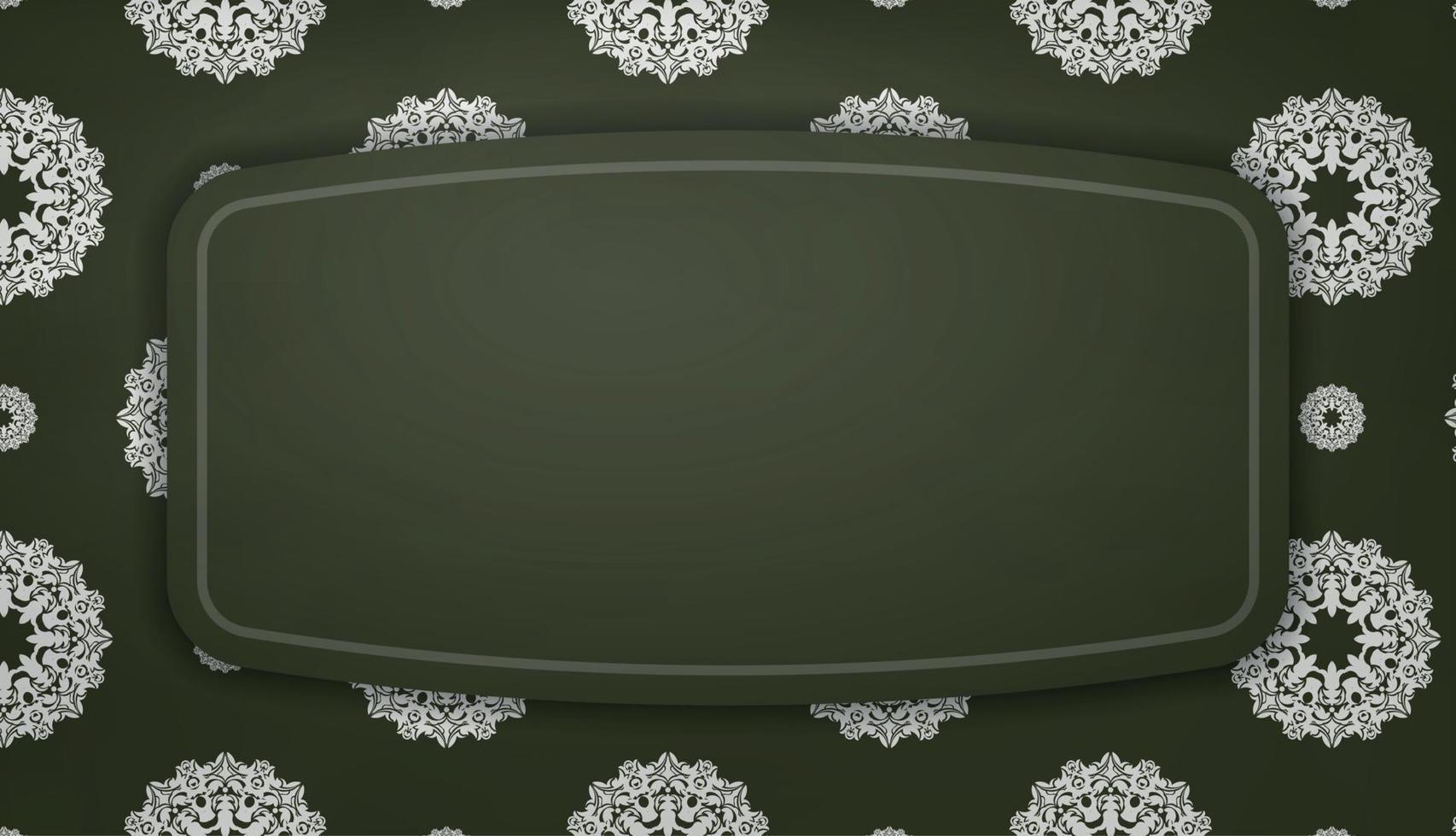 fondo verde oscuro con lujoso patrón blanco y espacio para el texto vector