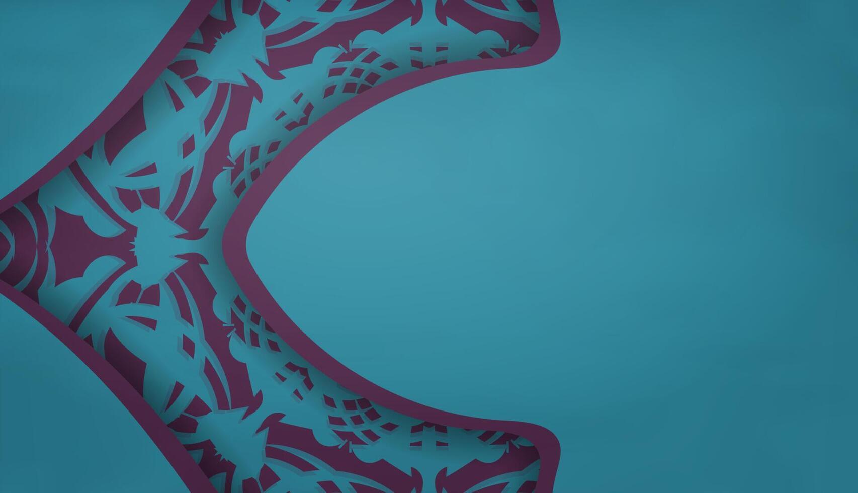 Turquoise banner with vintage purple pattern for design under the text vector