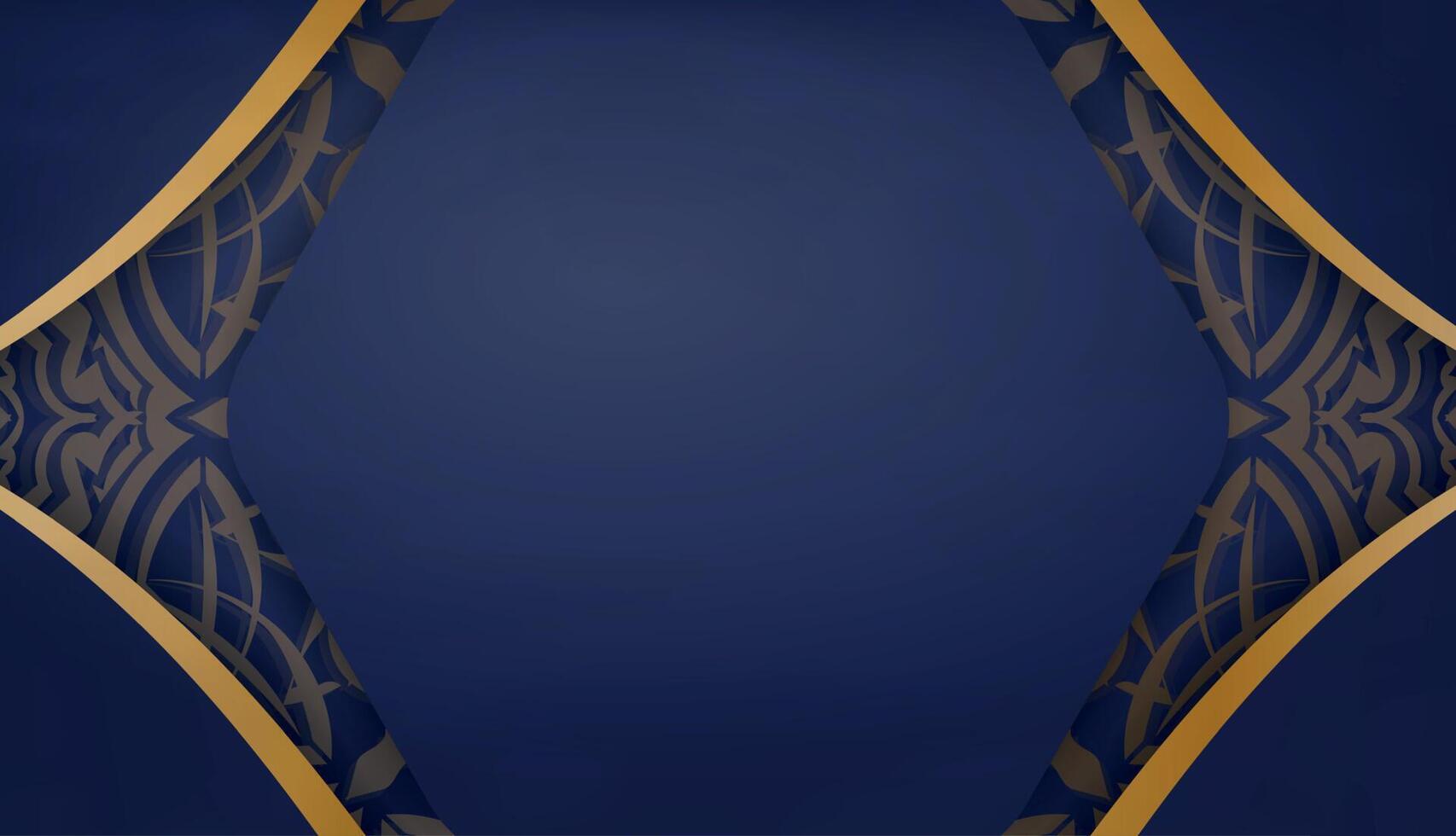 Dark blue background with vintage gold pattern and place under your text vector