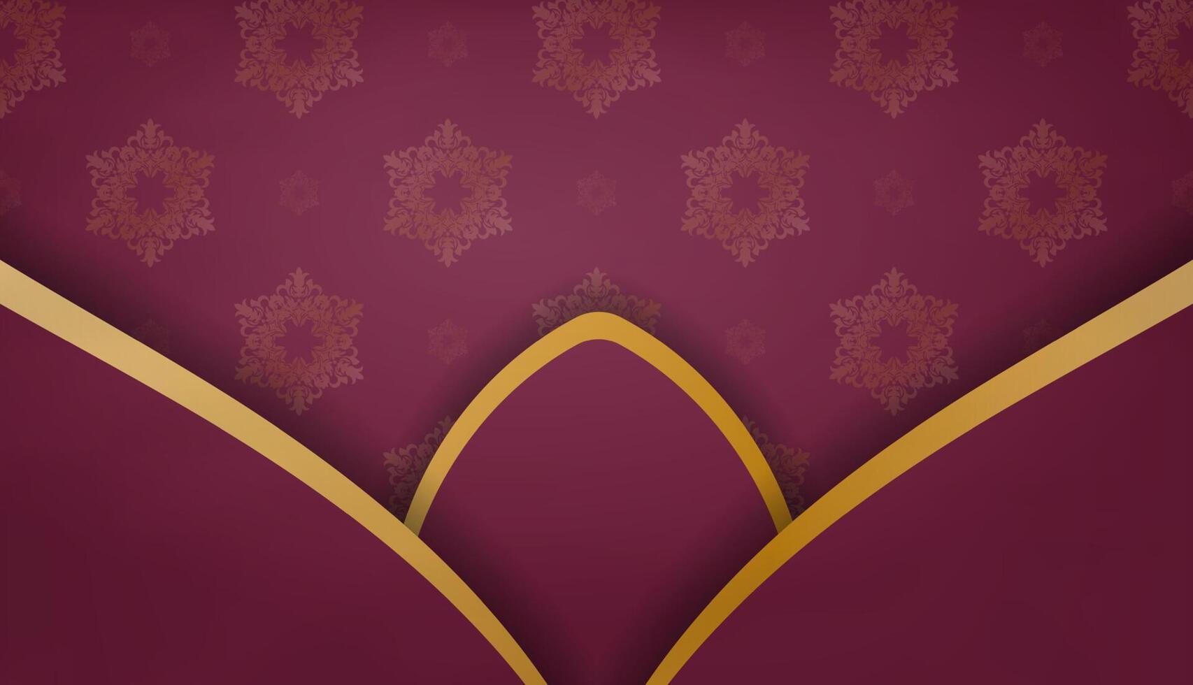 Baner of burgundy color with abstract gold pattern for design under your logo or text vector