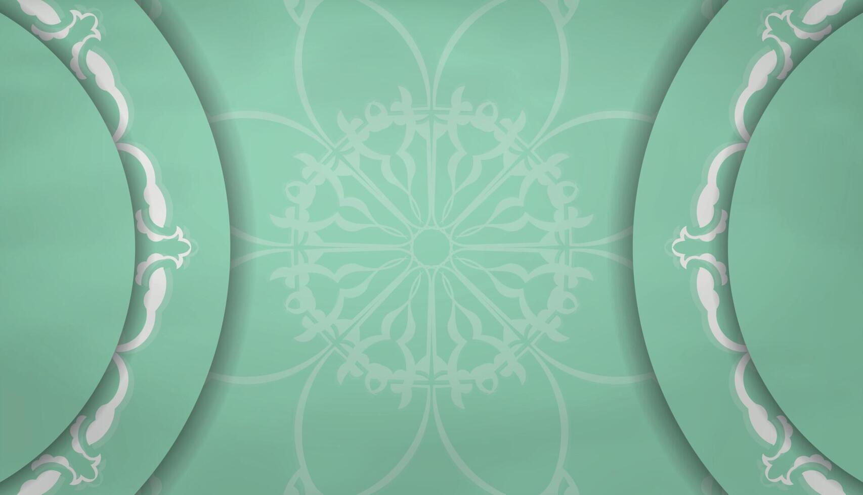 Mint color banner with Indian white pattern and text space vector