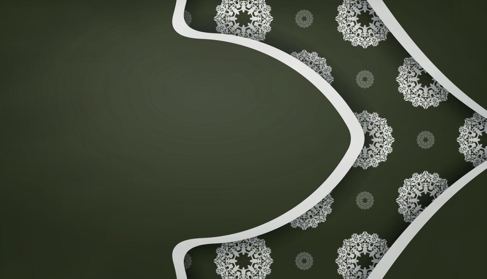 Dark green banner with luxurious white ornament for design under your logo or text vector