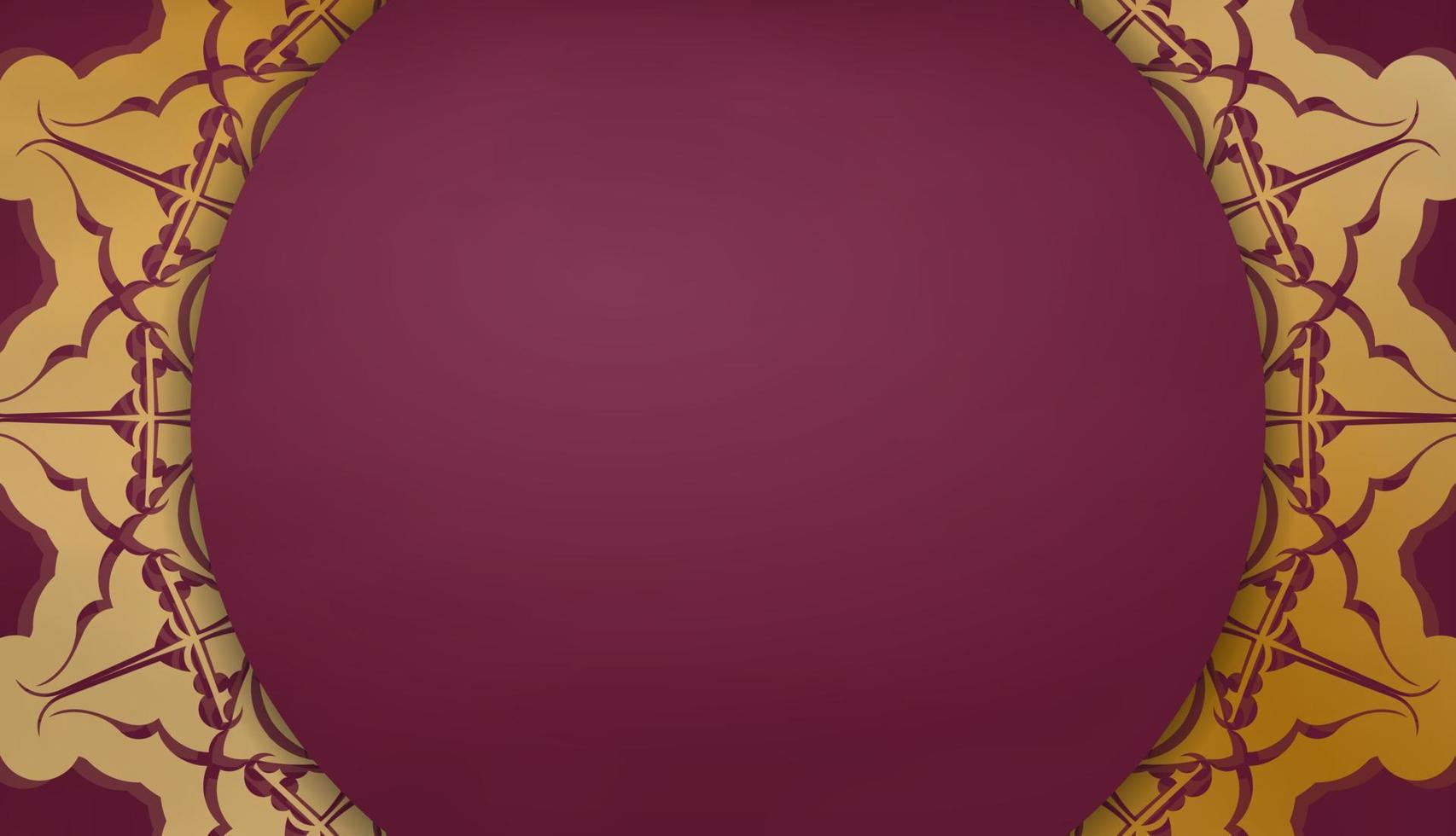 Burgundy banner with Greek gold pattern and space for logo or text vector