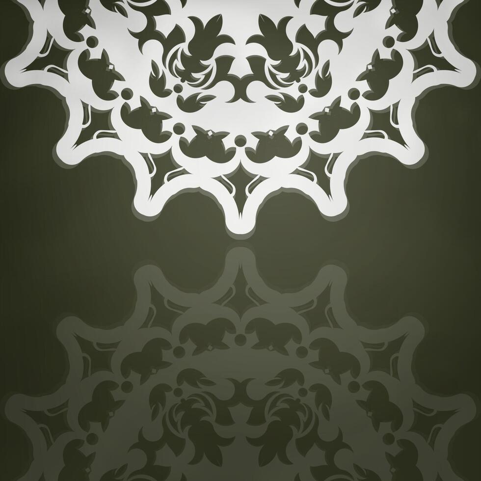 Dark green postcard with vintage white pattern for your design. vector