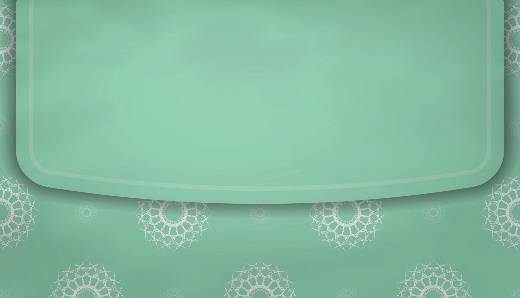 Mint color banner with greek white pattern for logo design vector