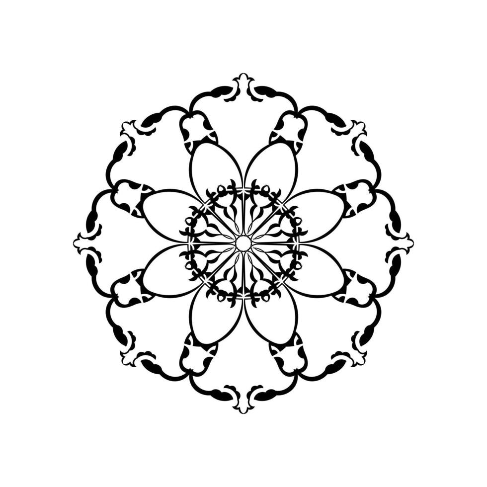 Black and white mandala isolated on white. hand drawn circular decorative element. vector