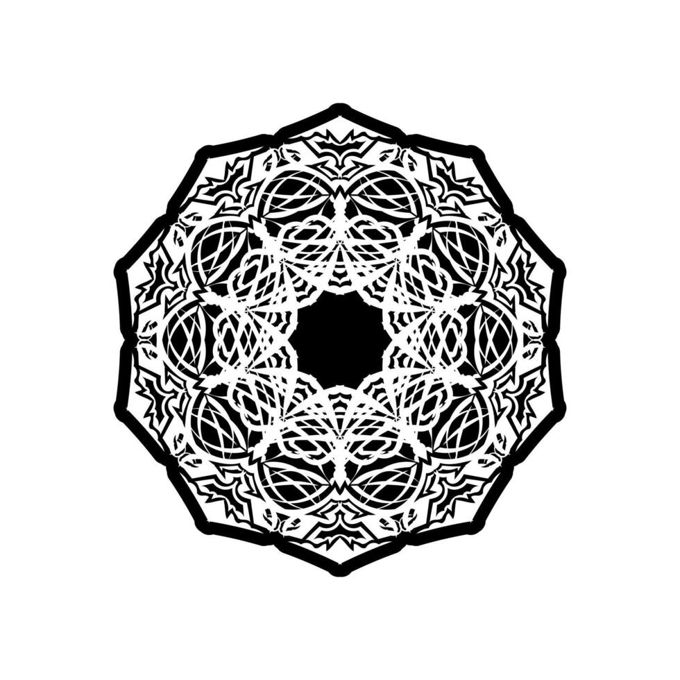 Black and white mandala vector isolated on white. Vector hand drawn circular decorative element.