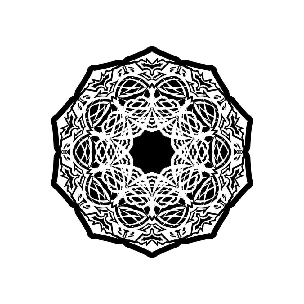 vector mandala blanco y negro aislado en blanco. elemento decorativo circular dibujado a mano vectorial.