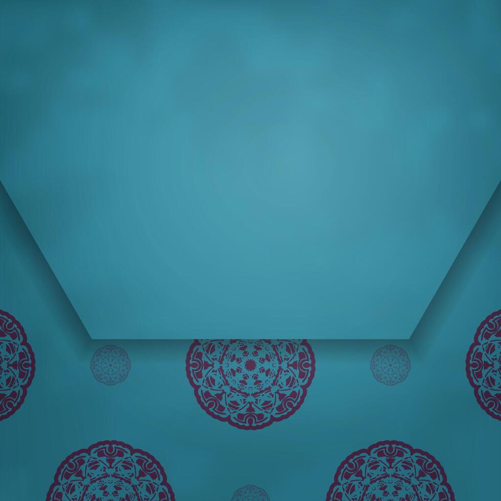 Print-ready turquoise postcard with abstract purple pattern. vector