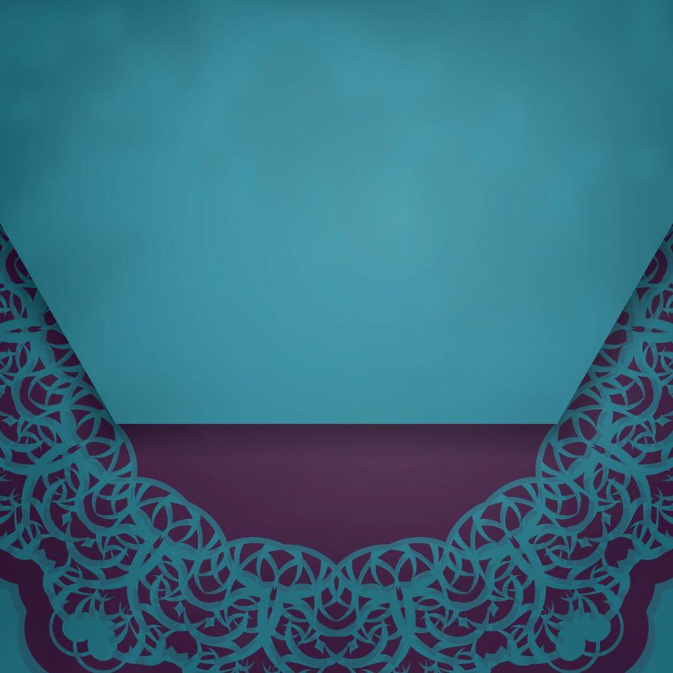 Greeting card in green with Greek purple pattern for your congratulations. vector