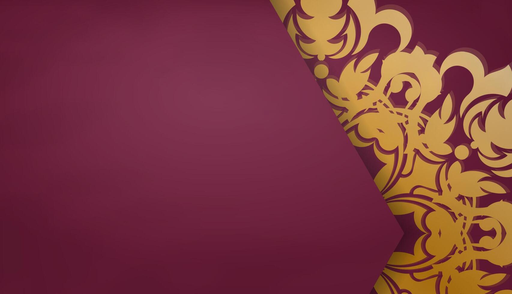 Baner of burgundy color with indian gold ornament for design under logo or text vector