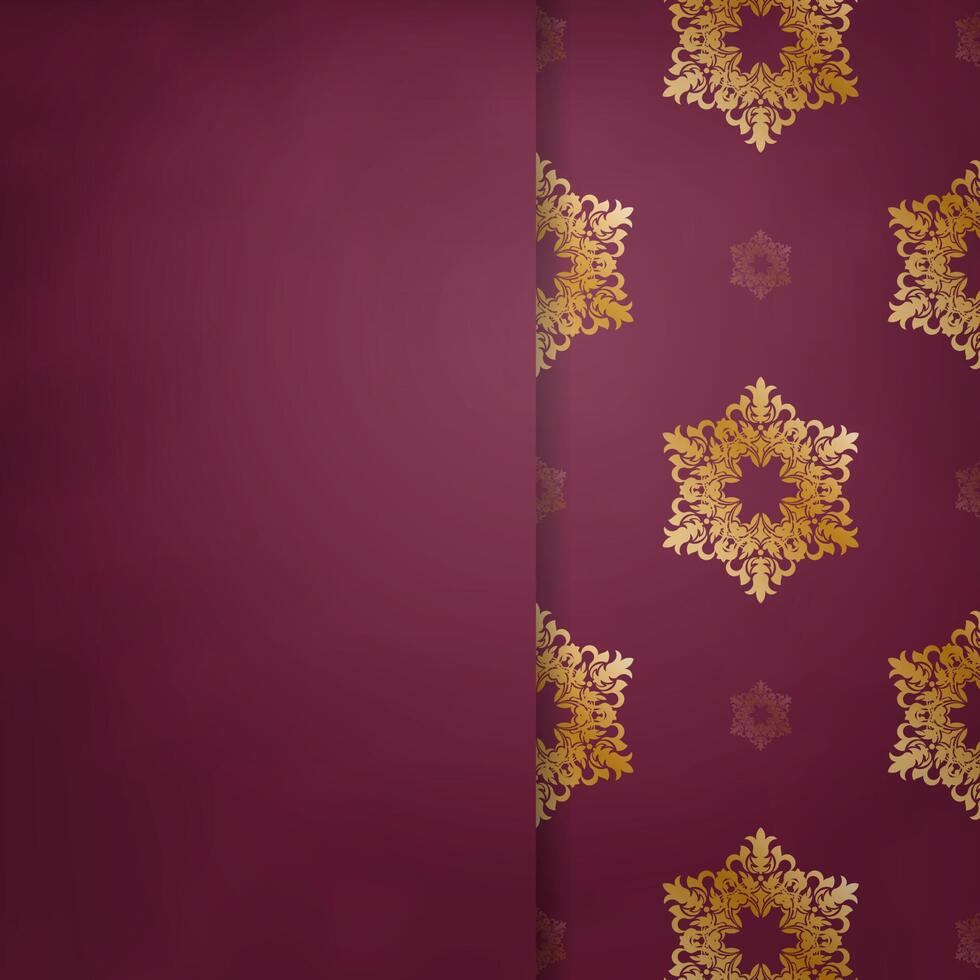 Brochure burgundy with Greek gold pattern prepared for typography. vector