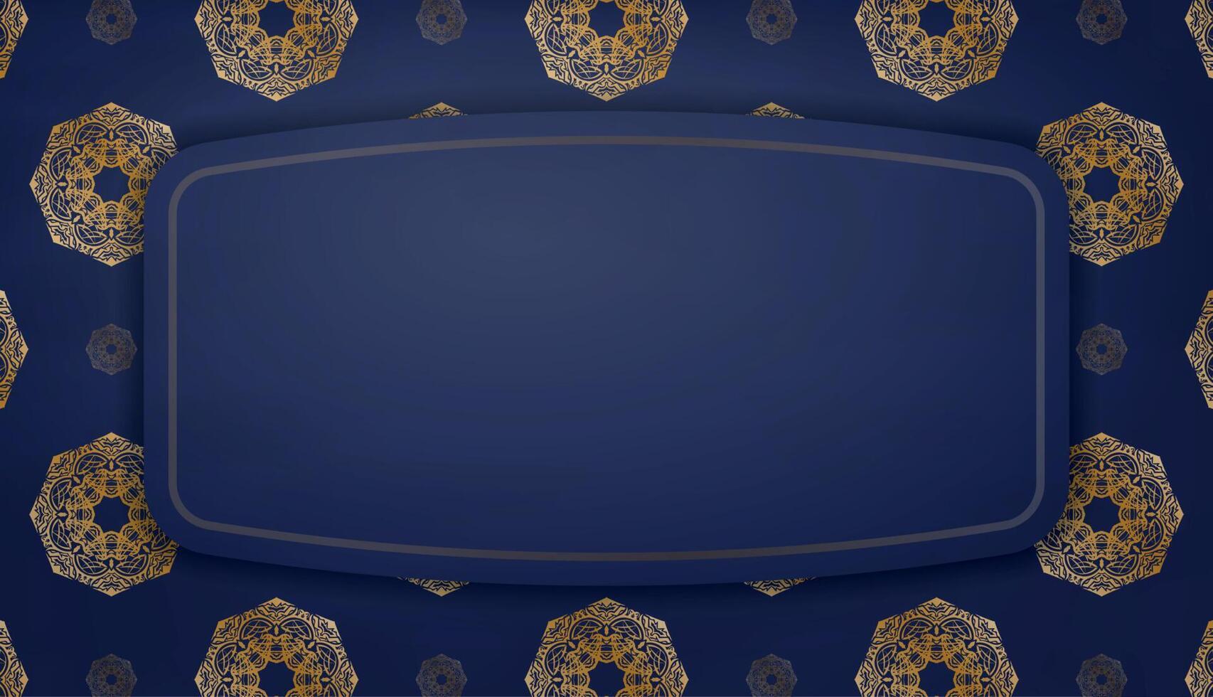Dark blue banner with vintage gold pattern and place under your text vector