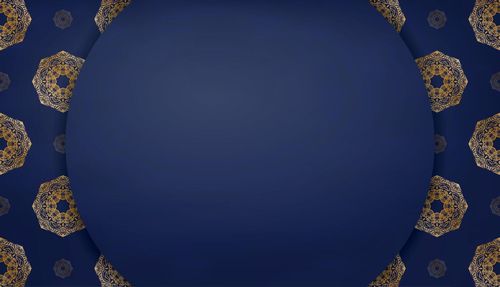 Dark blue background with luxurious gold ornaments for design under your text vector