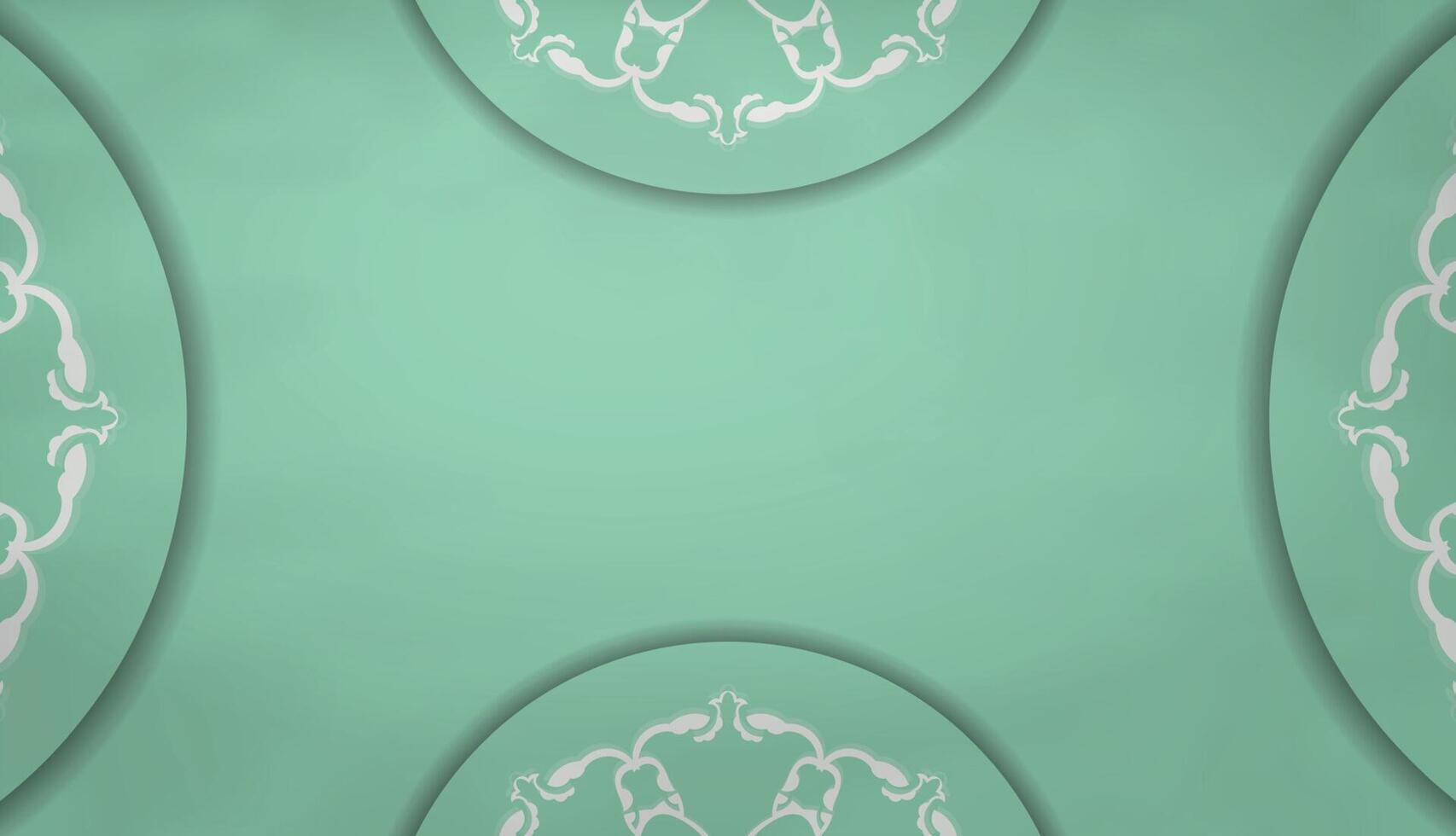 Baner of mint color with mandala white ornament for design under your text vector