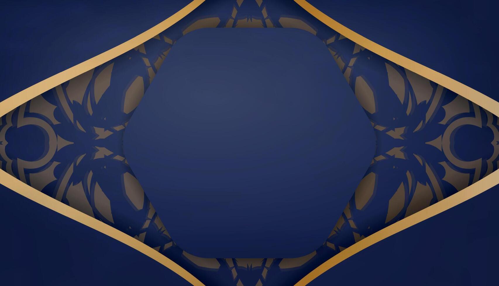 Baner in dark blue with a mandala with gold ornaments and a place for your logo or text vector