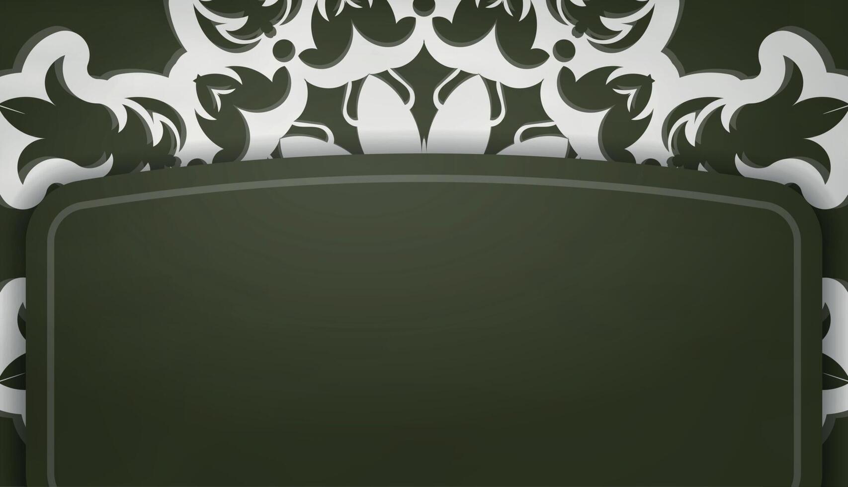 Dark green banner with indian white pattern for logo design vector