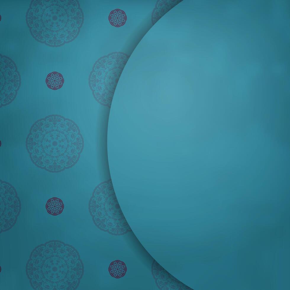 A turquoise postcard with an abstract purple pattern prepared for typography. vector