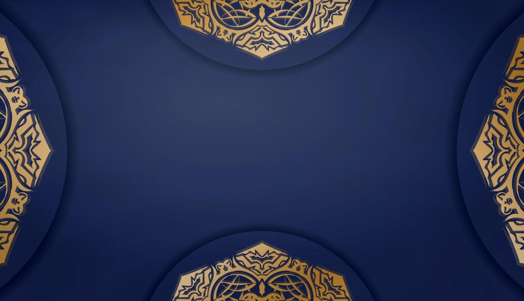 Dark blue banner with vintage gold pattern for design under your logo or text vector