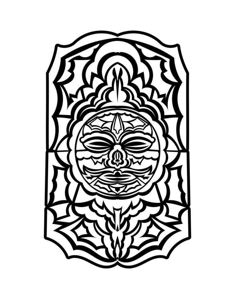 Tiki mask. Maori or polynesia pattern. Good for prints and tattoos. Isolated. Vector