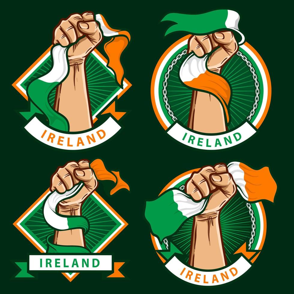 fist hands with ireland flag illustration vector