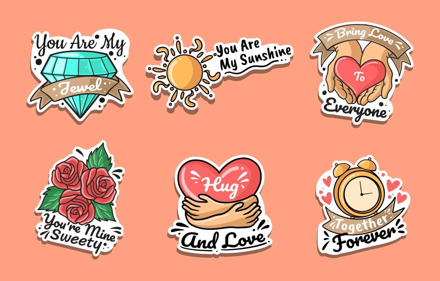 Affection Love Sticker Set vector