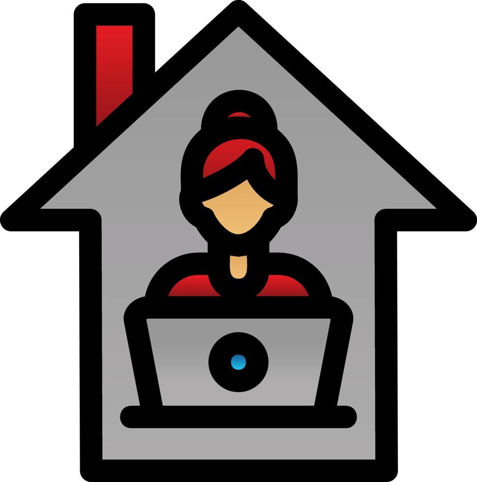 Women Working at Home Vector Icon Design