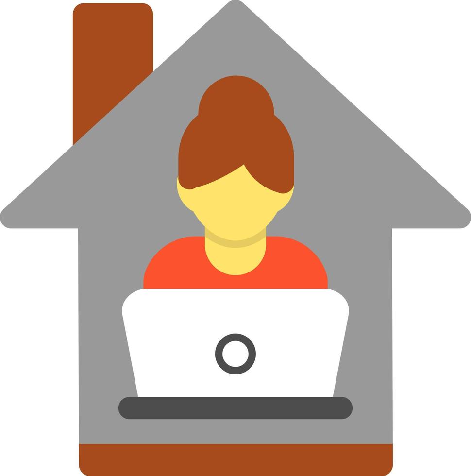 Women Working at Home Vector Icon Design