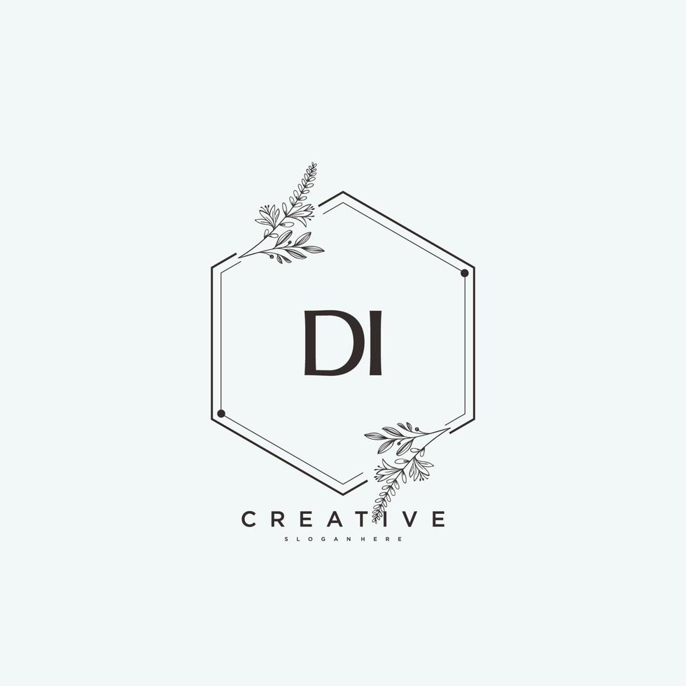 DI Beauty vector initial logo art, handwriting logo of initial signature, wedding, fashion, jewerly, boutique, floral and botanical with creative template for any company or business.