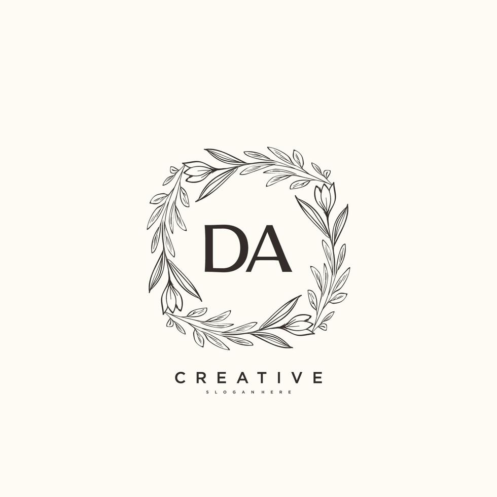 arte del logotipo inicial del vector de belleza da, logotipo de escritura a mano de firma inicial, boda, moda, joyería, boutique, floral y botánica con plantilla creativa para cualquier empresa o negocio.