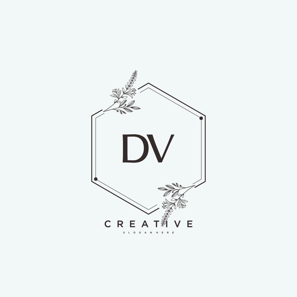 arte del logotipo inicial del vector de belleza dv, logotipo de escritura a mano de firma inicial, boda, moda, joyería, boutique, floral y botánica con plantilla creativa para cualquier empresa o negocio.