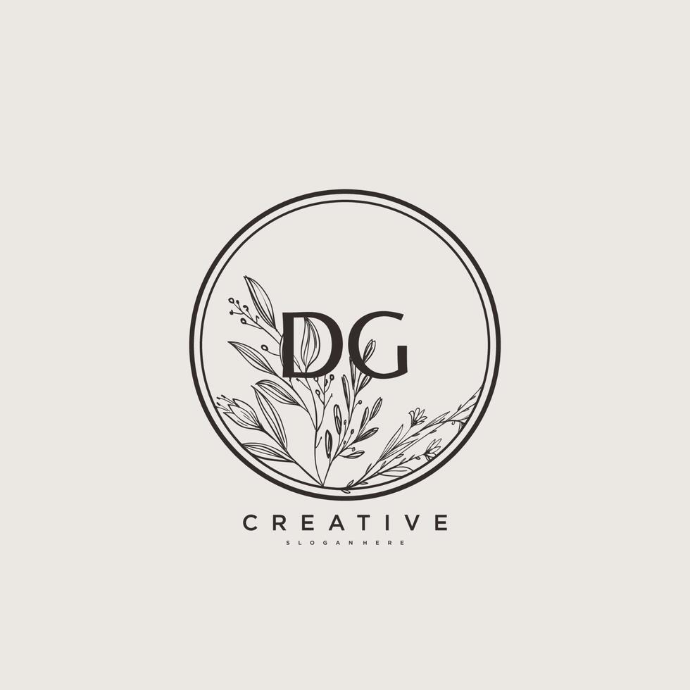 Arte del logotipo inicial del vector de belleza dg, logotipo de escritura a mano de firma inicial, boda, moda, joyería, boutique, floral y botánica con plantilla creativa para cualquier empresa o negocio.