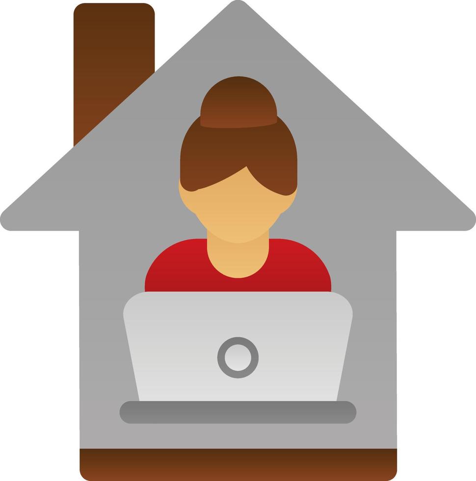 Women Working at Home Vector Icon Design