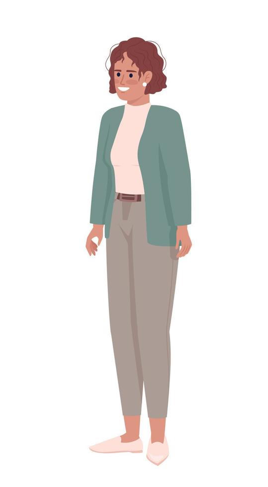 Young smiling businesswoman semi flat color vector character