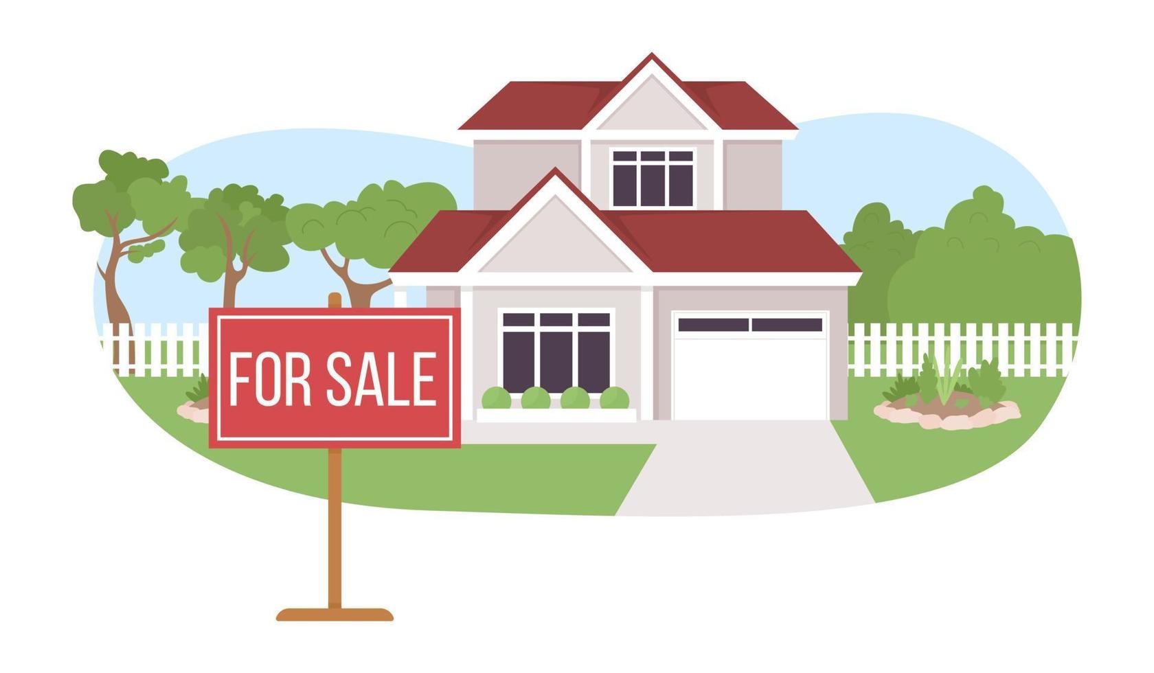 Private house sale 2D vector isolated illustration