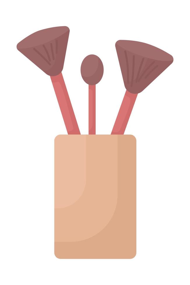 Cosmetic brushes in holder semi flat color vector object