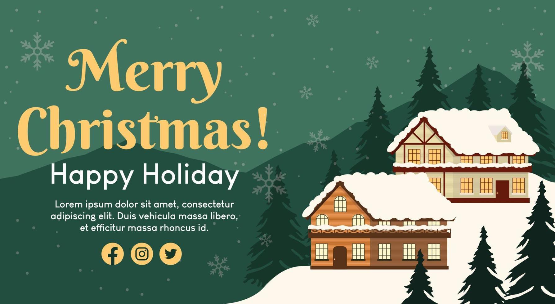 Merry Christmas Background in Flat Design vector