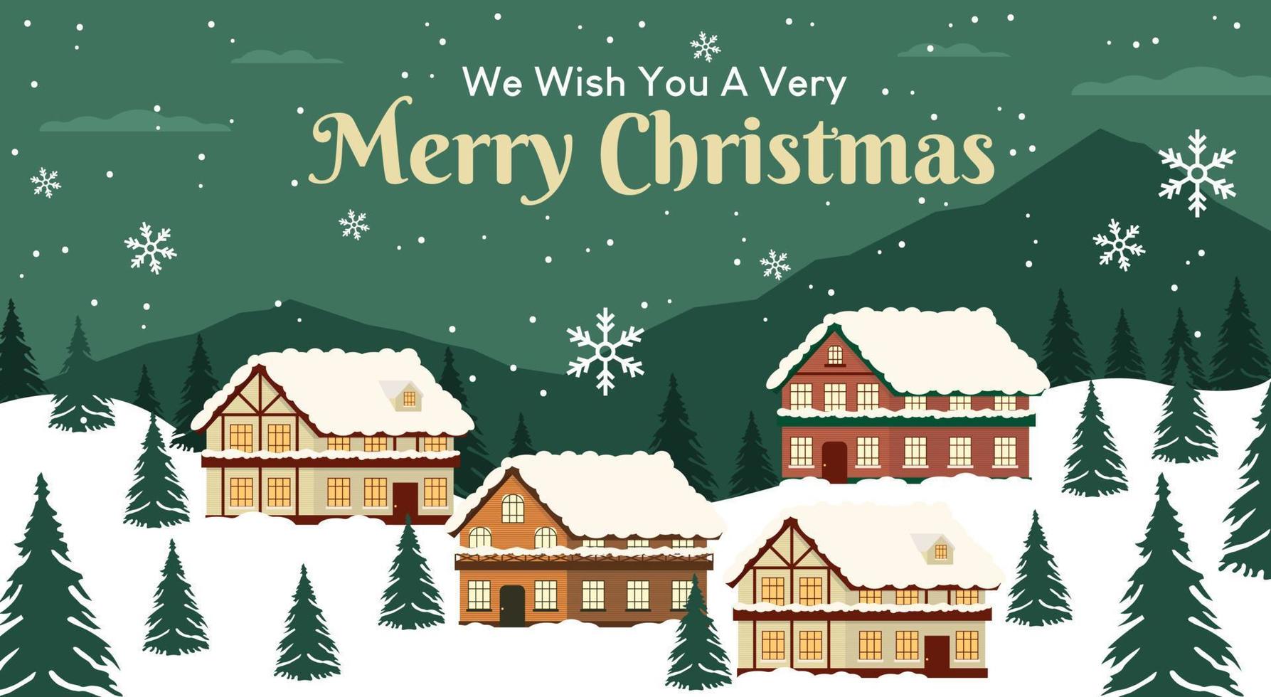 Merry Christmas Background in Flat Design vector