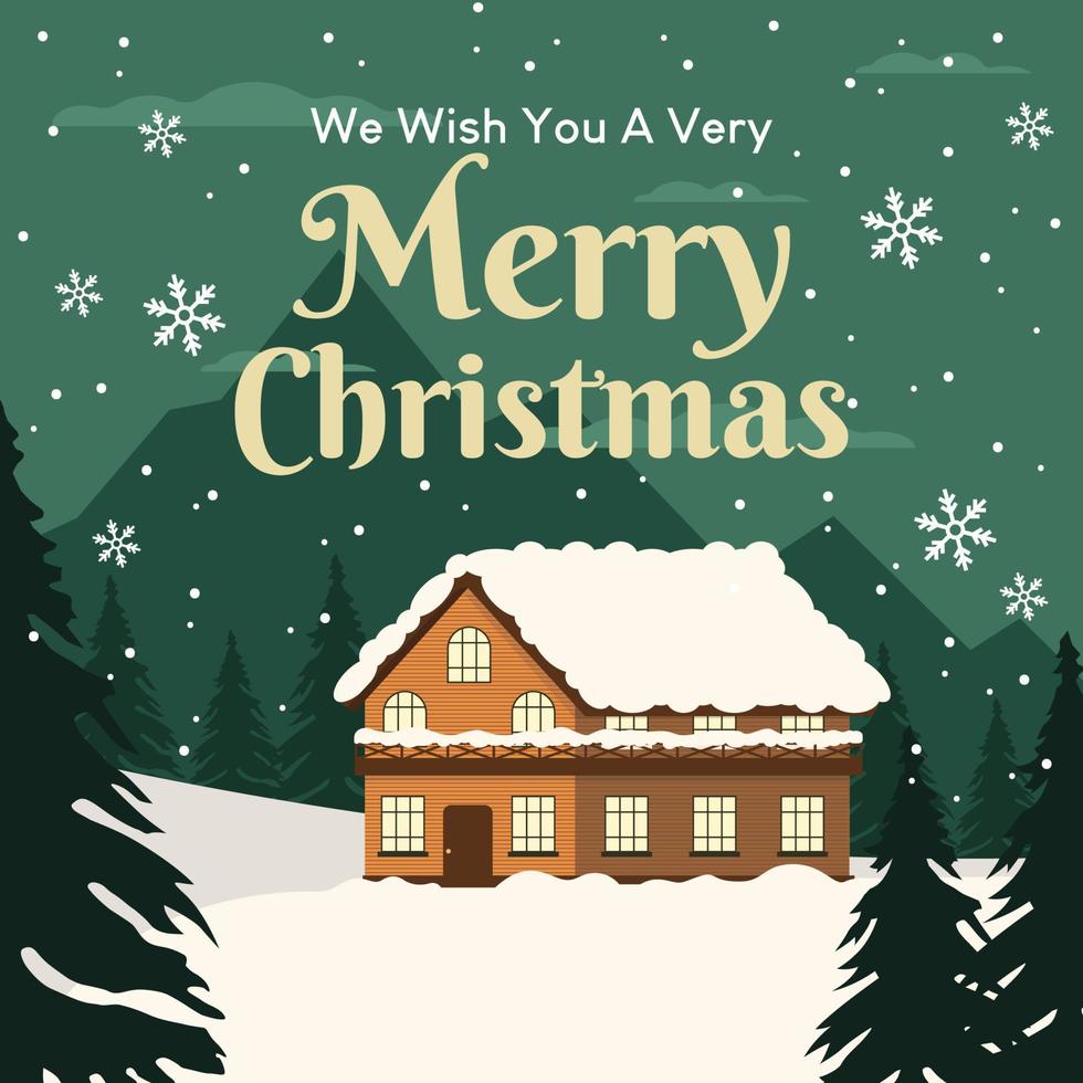 Merry Christmas Background in Flat Design vector