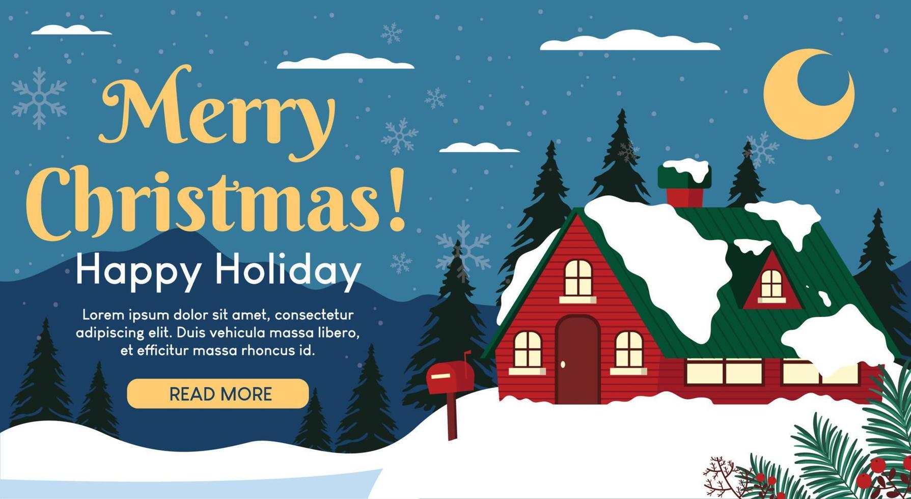 Merry Christmas Background in Flat Design vector