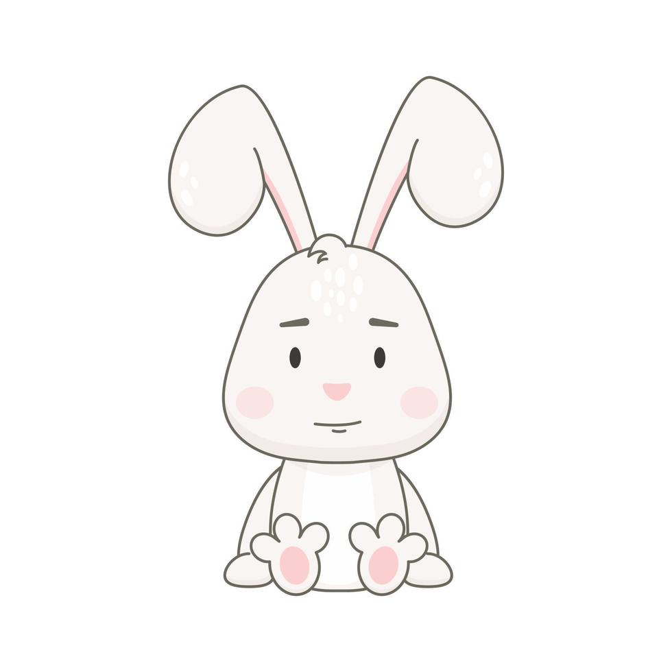 Cute rabbit character isolated on white. Easter bunny vector illustration.