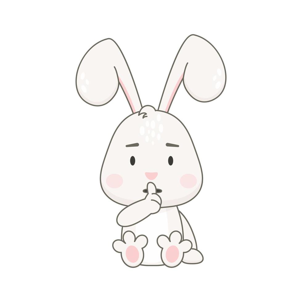 Cute rabbit character isolated on white. vector